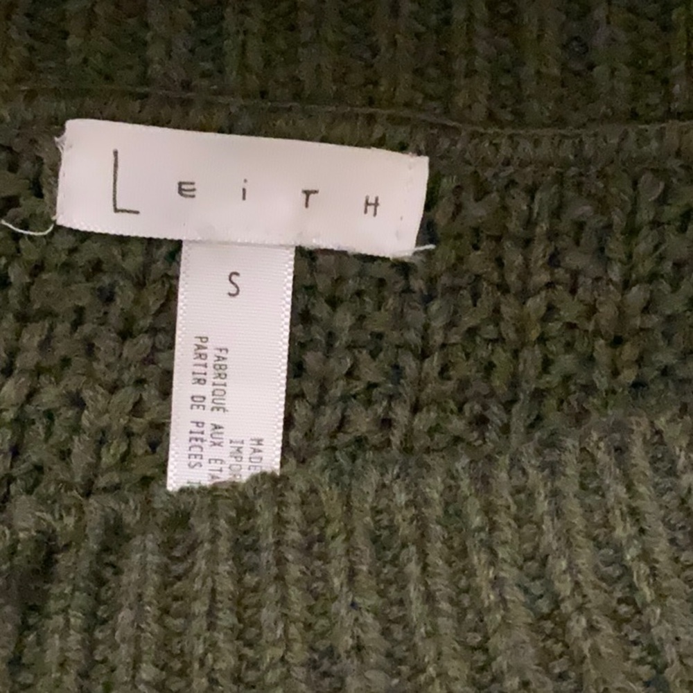 Leith dark green sweater with wide neckline. Size S - Picture 6 of 7